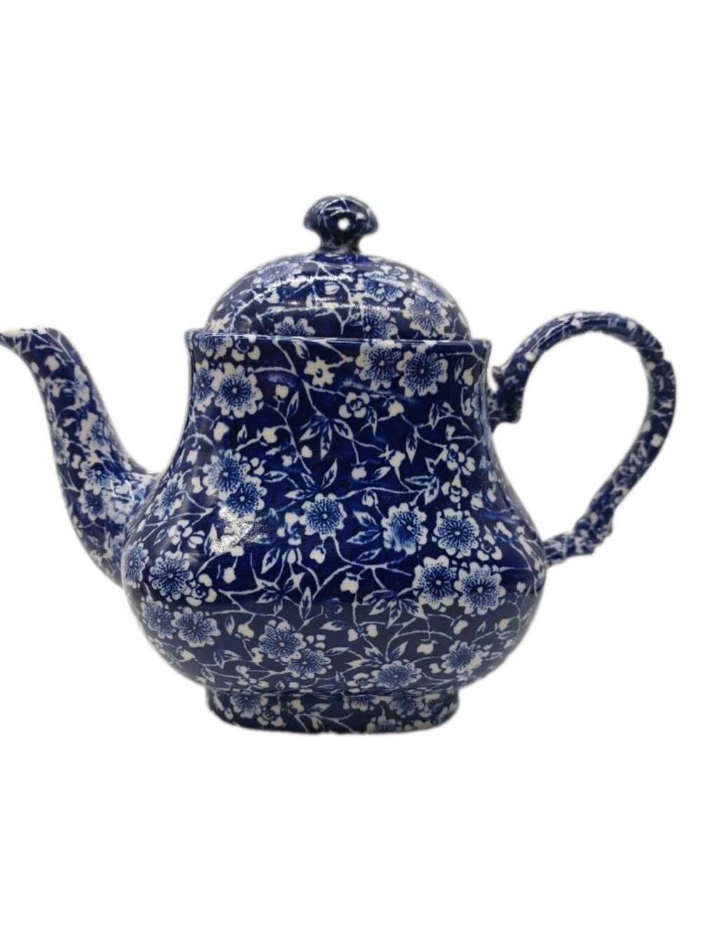 Queen’s Calico Blue Teapot Blue & White Flowers Floral Made On England